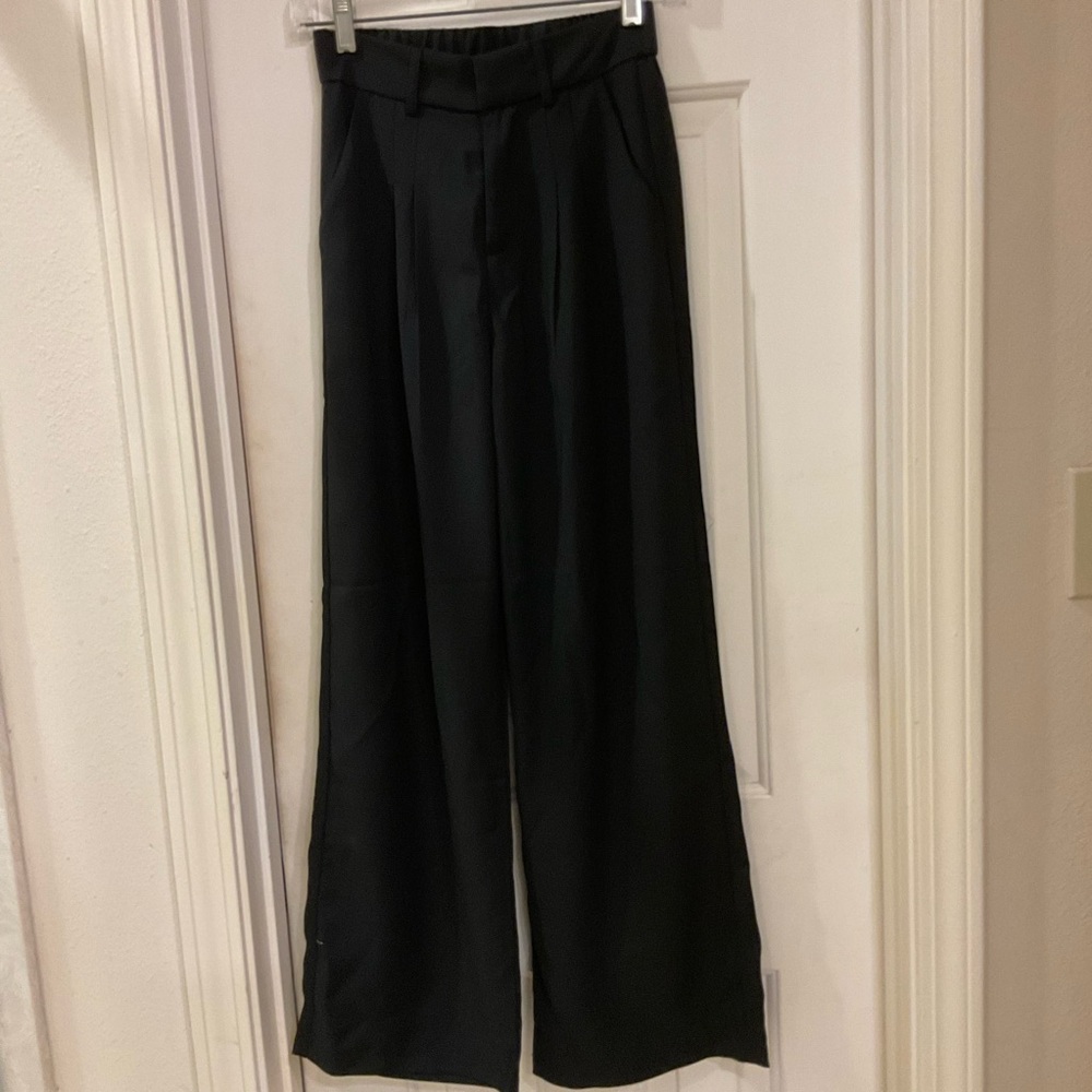 High Waist Pants, Pleated Front, Full Leg, Back Elastic Waist, Belt Loops, Sz S - Picture 11 of 11